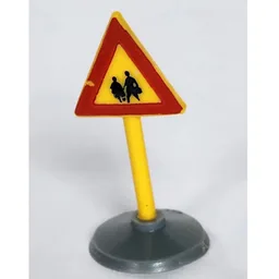 Road Sign Old Triangle with Pedestrian Crossing 2 People Print & Type 1 Base / White