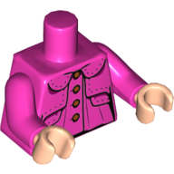 Lego Torso Jacket, Collar, Medium Nougat Buttons, and Stitching Print, Dark Pink Arms, Light Nougat Hands / Dark Pink