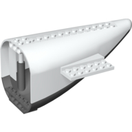 Lego Aircraft Fuselage Curved Aft Section with Dark Bluish Gray Base / White