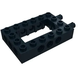 Technic Brick 4 x 6 with 2 x 4 Opening, 2 Fixed Rotatable Friction Pins on End / Black
