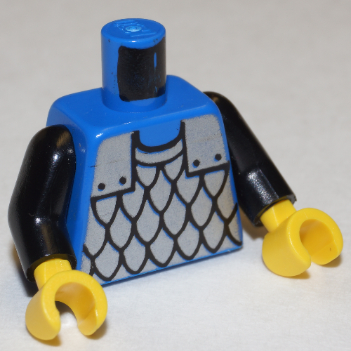 Lego Torso Scale Mail Print, Black Arms, Yellow Hands / Blue