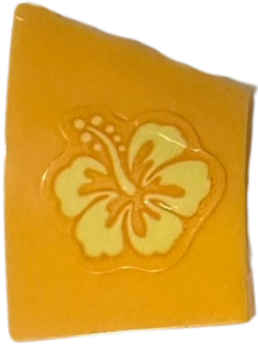 Lego Wedge 3 x 2 Right No Studs with Bright Light Yellow Hibiscus Flower Pointing Left Pattern (Sticker) - Set 43249