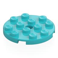 Lego Plate Round 4 x 4 with Pin Hole / Medium Azure