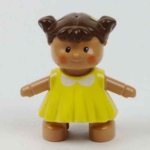 Lego Duplo Doll with Yellow Dress and White Collar Print (Baby) / Nougat