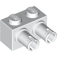 Brick Special 1 x 2 with 2 Pins, Round Pin Holes / White