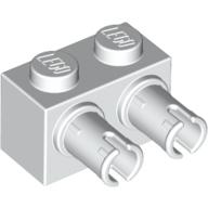 Lego Brick Special 1 x 2 with 2 Pins, Round Pin Holes / White