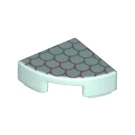 Tile Round 1 x 1 Quarter with Scales Print / Light Aqua