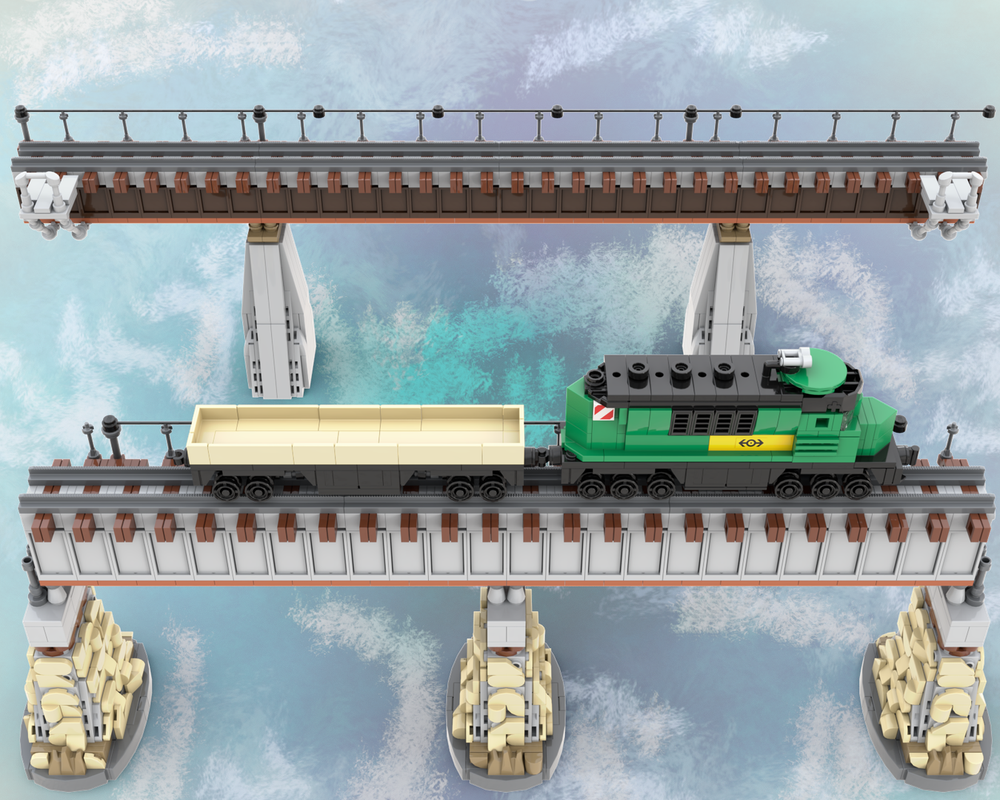 Lego Box Girder Bridge and 3-Wide Train