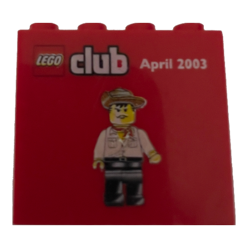 Lego Brick 2 x 4 x 3 with 'LEGO club April 2003' Print / Red