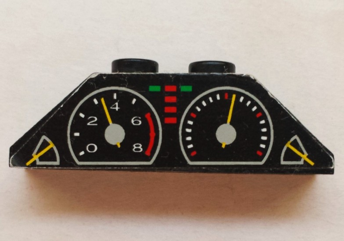 Lego Stickered Assembly 4 x 1 x 1 with Gauges Tachometer and Speedometer Pattern (Sticker) - Set 8880