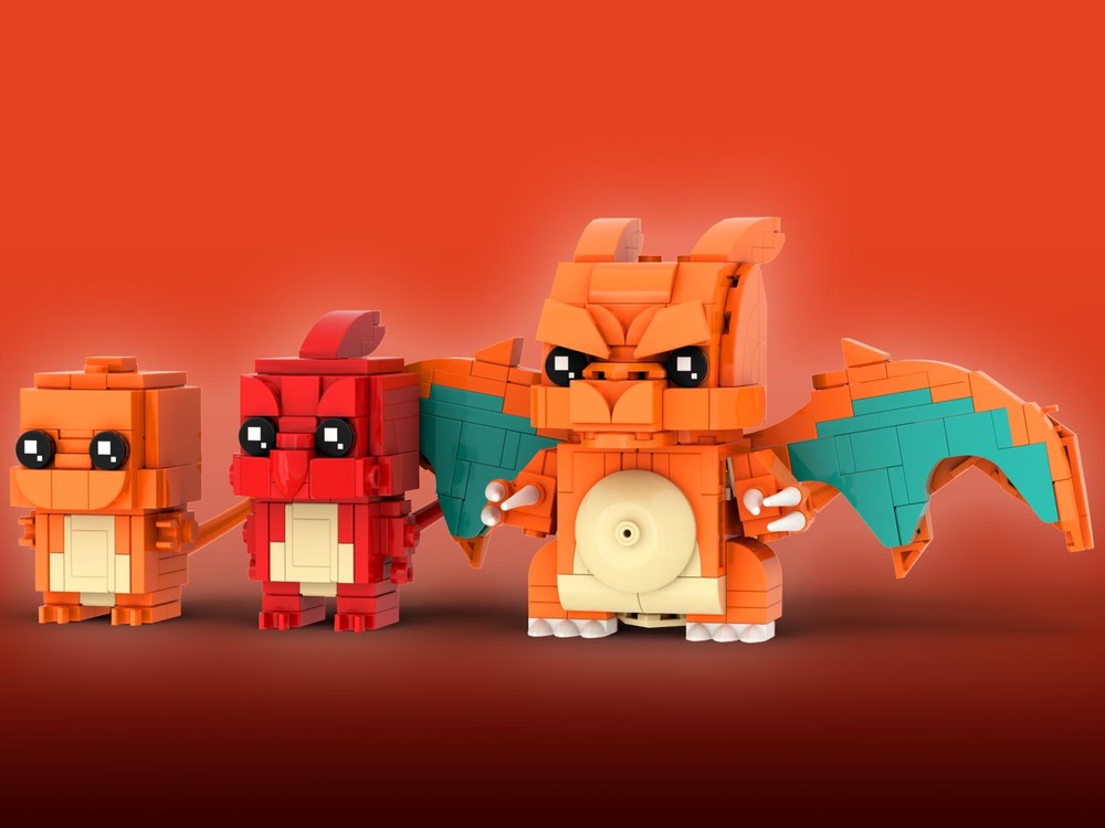 Lego Charmander, Charmeleon, Charizard Brickheadz LEGO MOC - Poké Mon