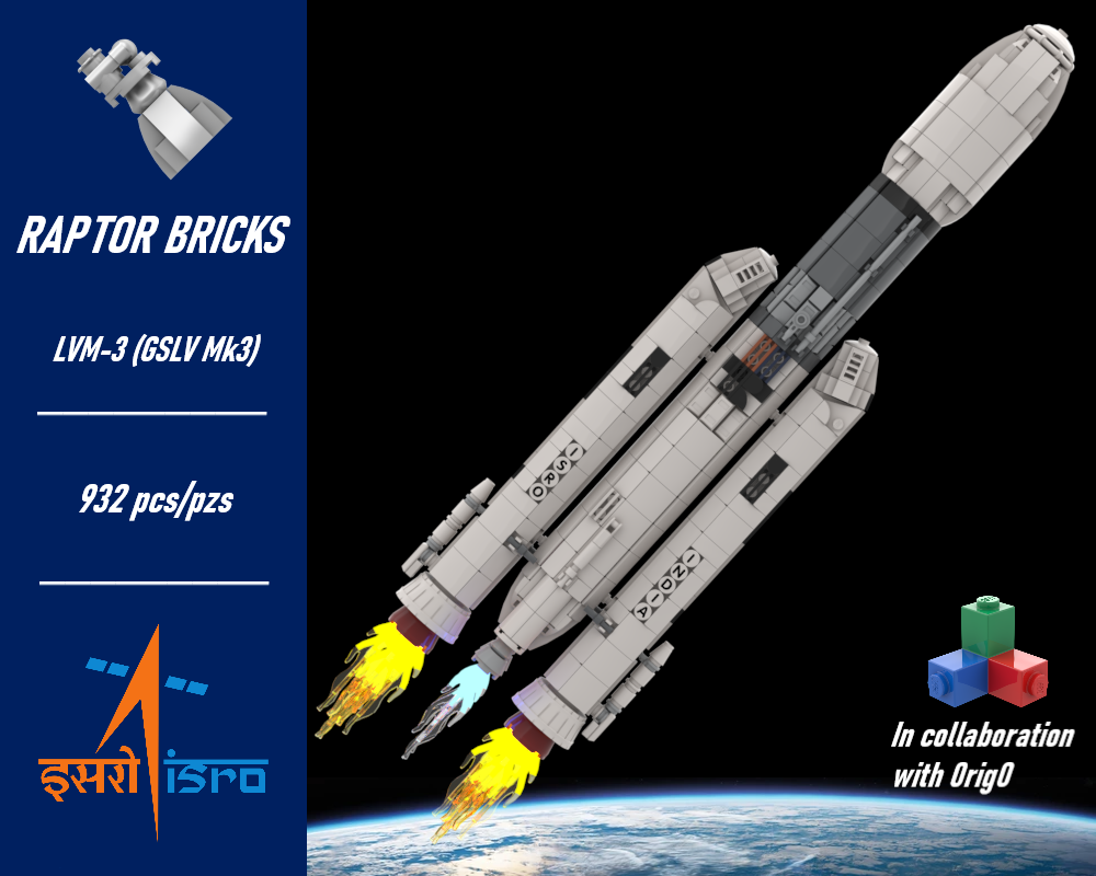 Lego LVM-3/GSLV Mk3 (at 1:110 scale)