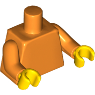 Lego Torso Jacket, Pockets, Zipper Print, Orange Arms, Yellow Hands / Orange