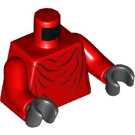 Lego Torso Robe with Dark Red Crease Lines Print (Royal Guard), Red Arms, Black Hands / Red