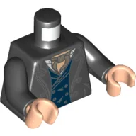 Torso, Jacket with Lapels, Dark Blue Vest and Dark Tan Ascot Print, Black Arms, Light Nougat Hands / Black