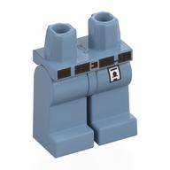 Lego Hips and Sand Blue Legs with Dark Brown Belt, White ID Badge print / Sand Blue