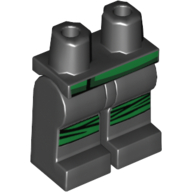 Lego Hips and Black Legs with Green Belt and Knee Straps Print / Black