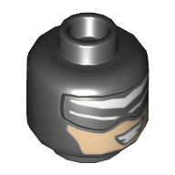 Lego Minifig Head Batman, Balaclava, Sunglasses, Nougat Face, and Teeth Grin Print [Hollow Stud] / Black