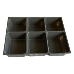 Storage / Sorting Tray, Six Compartment / Dark Gray