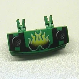 Grille 1 x 4 with Two Pins with Fire Print / Green