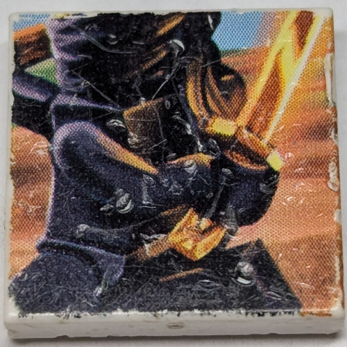 Lego Tile 2 x 2 with Ninjago, Cole 4 print / White