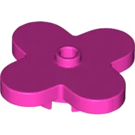 Flower 4 x 4 Rounded Petals with Center Stud / Dark Pink