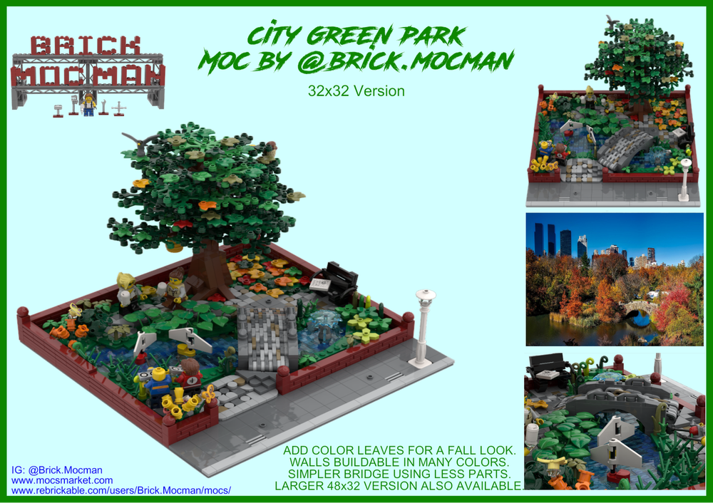 Lego City Green - Central Park & Pond - 32x32 Baseplate