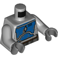 Lego Torso Armor, Blue Chestplate, Dark Bluish Gray Belt print, Light Bluish Gray Arms, Dark Bluish Gray Arms / Light Bluish Gray