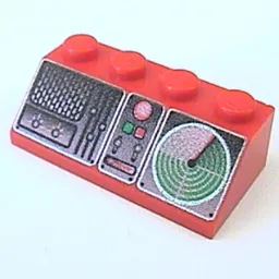 Brick Sloped 45° 2 x 4 with Control Panel and Radar Print / Red