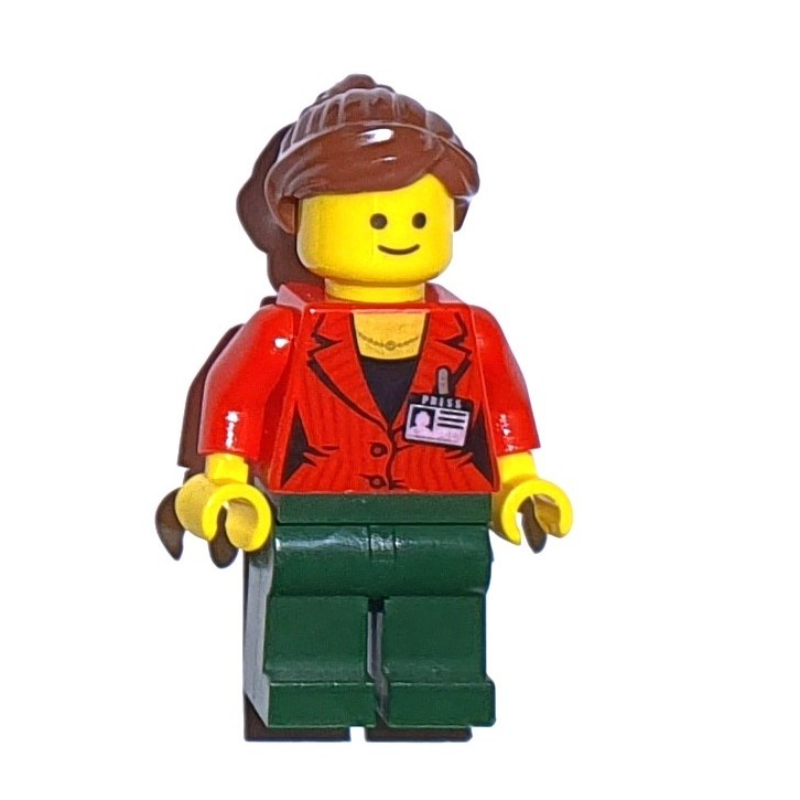 Lego Red Torso, Dark Green Legs, Reddish Brown Hair