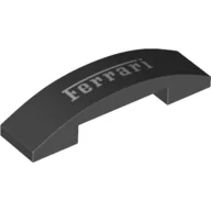 Brick Curved 4 x 1 Double, No Studs with White 'Ferrari' Print / Black