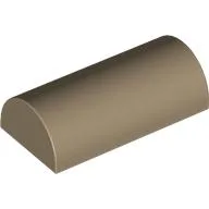 Brick Curved 2 x 4 Double, No Studs, with Groove / Dark Tan