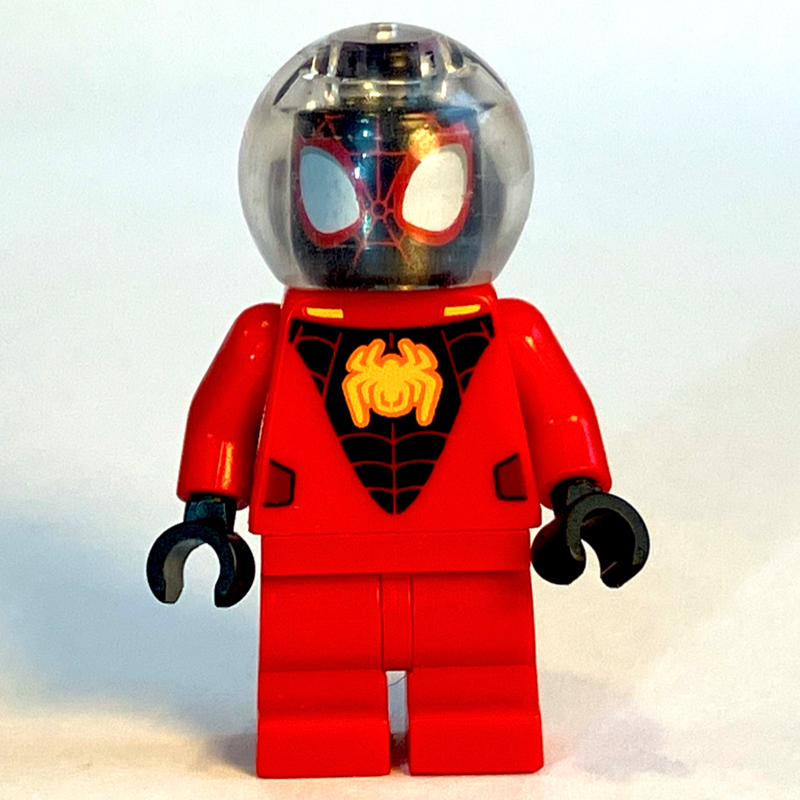 Lego Spin / Spider-Man (Miles Morales), Medium Red Legs, Bubble Helmet