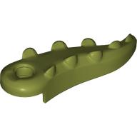 Lego Animal Body Part, Alligator / Crocodile Tail with Hole / Olive Green