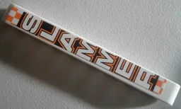 Technic, Liftarm Thick 1 x 9 with 'SLAMMER' on Orange and White Checkered Background Pattern (Sticker) - Set 8135