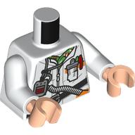 Lego Torso, Jacket, Black Belt, ID Badge, Straps, Hose print White Arms, Light Nougat Hands / White