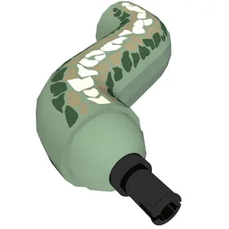 Animal Body Part, Snake / Serpent Neck S-Curve with Fixed Pin with Scales Print (Basilisk) / Sand Green