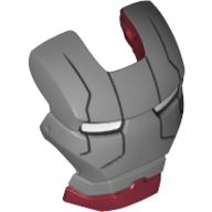 Lego Headwear Accessory Visor Top Hinge with Light Bluish Grey Face Shield and White Eyes Print (Iron Man) / Dark Red