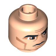 Lego Minifig Head Clone Trooper, Thick Eyebrows, Large Eyes, Cheek Lines Print / Light Nougat