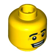 Minifig Head Lizard Man, Eyebrows, Wrinkles, White Pupils with Open Smile Print [Blocked Open Stud] / Yellow