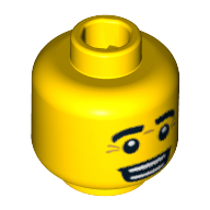 Lego Minifig Head Lizard Man, Eyebrows, Wrinkles, White Pupils with Open Smile Print [Blocked Open Stud] / Yellow