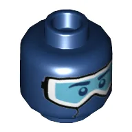 Minifig Head, Snow Goggles Print / Dark Blue