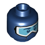 Lego Minifig Head, Snow Goggles Print / Dark Blue