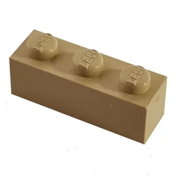 Modulex Brick 1 x 3 with LEGO on Stud / Modulex Buff