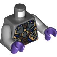 Torso Gold, Dark Brown and Dark Purple Armor Print, Light Bluish Gray Arms, Dark Purple Hands / Dark Bluish Gray