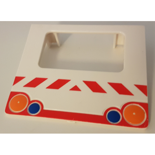 Lego Duplo Van Type 2 Rear Door with Taillights and Red Stripes Print / White