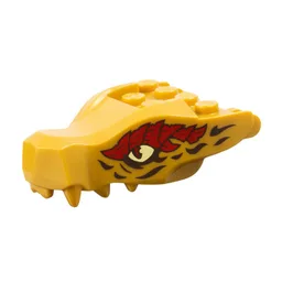 Creature Body Part, Dragon Head Upper Jaw with Bright Light Yellow Eyes, Dark Red/Black Markings Print / Pearl Gold
