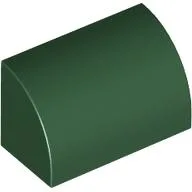 Brick Curved 1 x 2 x 1 No Studs / Dark Green