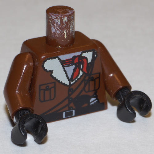 Lego Torso Jacket, Fuzzy Lapels, Bandana, Gun Belt, Pockets Print, Brown Arms, Black Hands / Brown