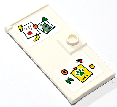 Lego Door 1 x 3 x 5 with Stud Handle with Letter and Fruit Magnets, Horse Photo, Yellow Note with Paw Print and Red Apple Pattern (Stickers) - Set 41730